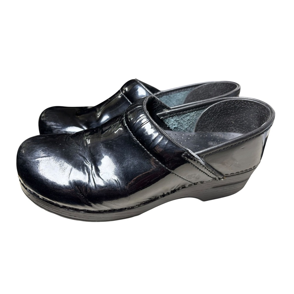 Dansko Professional Black Patent Leather Clogs Womens 10.5 Nursing Shoes